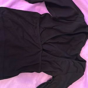 Black and white long-sleeve ribbed v-neck